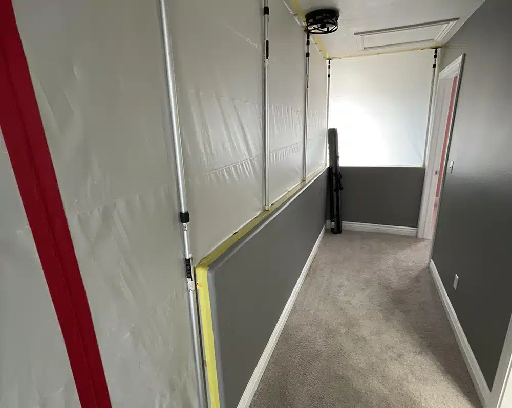 Water containment set up in hallway in Lehi, UT